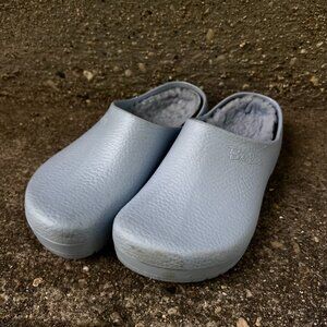 Birkenstock Women's Super Birki Shearling Dusty Blue Clogs US6 EU36